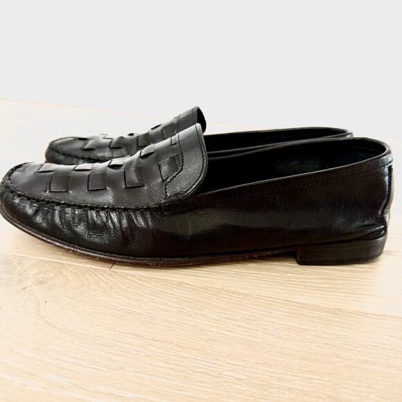 Pratesi Vintage Woven Leather Loafers BlackShoes Made In Italy Mens 9.5 Or EU 42 main image 8